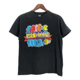 パックマン PAC-MAN 半袖Tシャツ キャラクター ブラック (メンズ L) 中古 古着 T4217
