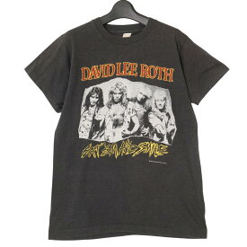 80年代 USA製 SCREEN STARS スクリーンスターズ DAVID LEE ROTH 半袖Tシャツ バンド ブラック（メンズ M ）中古 古着 A4609
