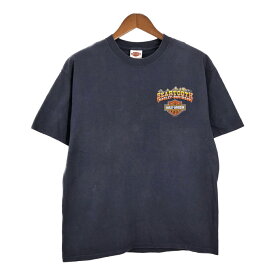 00年代 USA製 HARLEY DAVIDSON ハーレーダビッドソン 半袖Tシャツ ネイビー (メンズ L) 中古 古着 T4616