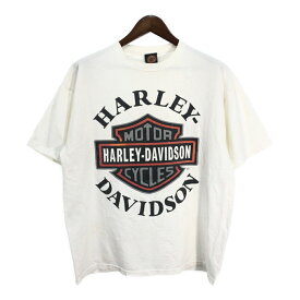 USA製 HARLEY DAVIDSON ハーレーダビッドソン ロゴTシャツ ホワイト (メンズ L) 中古 古着 T4704