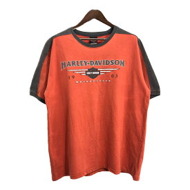00年代 USA製 HARLEY DAVIDSON ハーレーダビッドソン 半袖Tシャツ オレンジ（メンズ XL ）