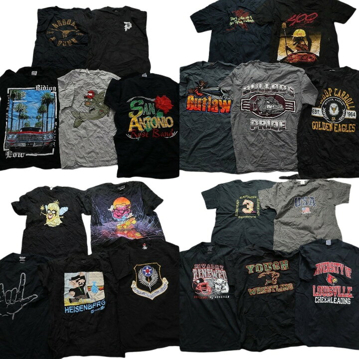 楽天市場】古着卸 まとめ売り 黒・グレー ボディ プリント 半袖Tシャツ 