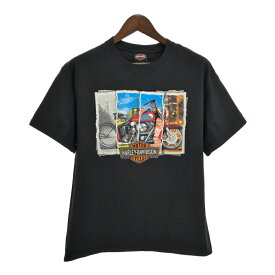 HARLEY DAVIDSON ハーレーダビッドソン 半袖Tシャツ モーターサイクル ブラック(メンズ LARGE)中古 古着 T8252