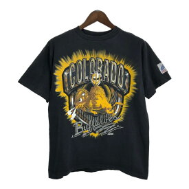 90年代 USA製 CAPITOL GRAPHICS コロラド・バッファローズ 半袖Tシャツ カレッジ ブラック(メンズ L)中古 古着 T8345