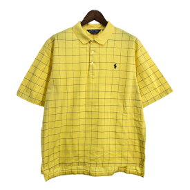 POLO GOLF ポロゴルフ ポロシャツ ラルフローレン チェック イエロー(メンズ XL)中古 古着 T8917
