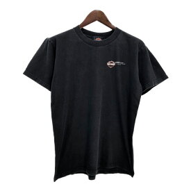 90年代 USA製 HARLEY DAVIDSON ハーレーダビッドソン ロゴ 半袖Tシャツ モーターサイクル ブラック(メンズ L)中古 古着 T9703