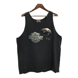00年代 HARLEY DAVIDSON ハーレーダビッドソン スカル タンクトップ ブラック(メンズ XL)中古 古着 T9765