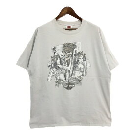 HARLEY DAVIDSON ハーレーダビッドソン 半袖Tシャツ 大きいサイズ モーターサイクル グレー(メンズ 2XL)中古 古着 T9947