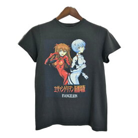 新世紀エヴァンゲリオン 式波・アスカ・ラングレー/綾波レイ Tシャツ アニメ ムービー キャラクター ブラック(メンズ S)中古 古着 U1656