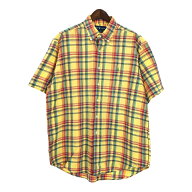 RALPH LAUREN ラルフローレン ボタンダウン BLAKE 半袖シャツ チェック イエロー(メンズ XL)中古 古着 U2…