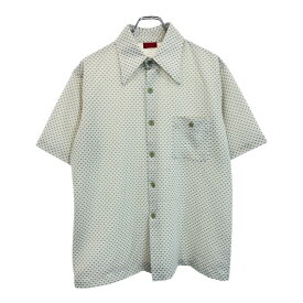 70年代 半袖シャツ ヴィンテージ 総柄 グリーン(メンズ L相当)中古 古着 U2879
