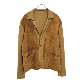 60年代 スエードレザー ニットジャケット ヴィンテージ ライトブラウン(メンズ M相当)中古 古着 U4223