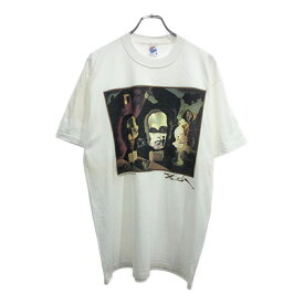 90年代 USA製 Salvador Dali サルバドール・ダリ 老年期 青年期 乳児期 半袖Tシャツ アート ホワイト(メンズ L)中古 古着 U5794