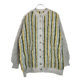 3Dニット カーディガン マルチカラー(レディース XL相当)中古 古着 U7498