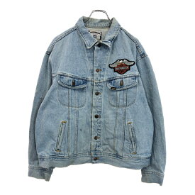 Lee リー HARLEY DAVIDSON ハーレーダビッドソン デニムジャケット モーターサイクル ライトブルー(メンズ L相当)中古 古着 U8641
