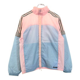 80年代 フランス製 adidas アディダス ナイロンジャケット スポーツ ライトブルー(レディース F156)中古 古着 V0290