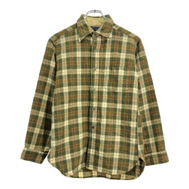 70年代 USA製 PENDLETON ペンドルトン ウールシャツ ヴィンテージ チェック オリーブ(メンズ M)中古 古着 V1042