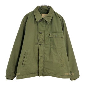 70年代 米軍実物 U.S.NAVY A-2 デッキジャケット ヴィンテージ ミリタリー オリーブ(メンズ LARGE)中古 古着 V1783