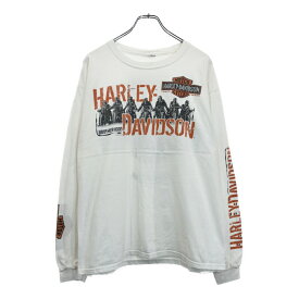 HARLEY DAVIDSON ハーレーダビッドソン 長袖Tシャツ モーターサイクル ホワイト(メンズ M相当)中古 古着 V2563
