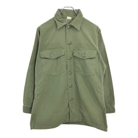 60年代 米軍実物 U.S.ARMY OG-107 コットンサテンシャツ ヴィンテージ ミリタリー グリーン(メンズ 15 1/2)中古 古着 V5452