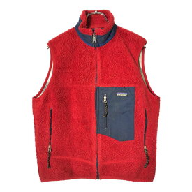 90年代 USA製 patagonia パタゴニア Retro-X レトロX フリースベスト アウトドア レッド(メンズ M)中古 古着 V8559
