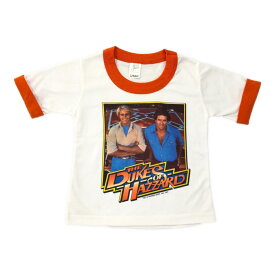 デッドストック 80年代 USA製 THE DUKES OF HAZZARD リンガーTシャツ ドラマ ホワイト(キッズ 6)中古 古着 V9304