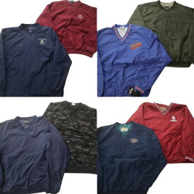 古着卸 まとめ売り プルオーバー ジャケット 8枚セット (メンズ L ) カレッジチーム パームツリー 総柄 デッドストック 中古 古着 NC8597