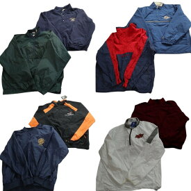 古着卸 まとめ売り プルオーバー ジャケット MIX 8枚セット (メンズ XL ) シンチラスナップ型 ハーフジップ デッドストック 中古 NC8680
