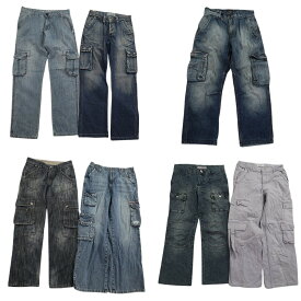 古着卸 まとめ売り デニム カーゴ パンツ 7枚セット (メンズ 32 /31 ) ダブルニー ワーク フェード アメカジ 中古 古着 ND3378