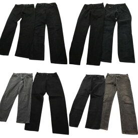 古着卸 まとめ売り Wrangler ラングラー ブラックデニム パンツ 8枚セット (メンズ 33 /32 ) ヒゲ グレー アメカジ 中古 古着 ND5013