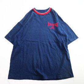 00s USA製 LEGENDS MLB アトランタ ブレーブス ワンポイント 刺繍 ロゴ Tシャツ メジャーリーグ 野球(XL) k9587