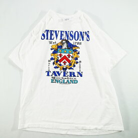 90s USA製 THE PERFECT SHIRT COMPANY "STEVENSON'S TAVERN ENGLAND" Tシャツ(L) l0283
