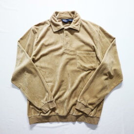 90s John Blair ベロア L/S ポロシャツ(LGE-RG)m1936