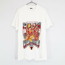 90s NBA シカゴ ブルズ 1991 WORLD CHAMPION Tシャツ BULLS JORDAN ジョーダン(L)m7215