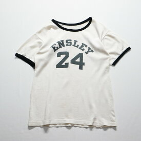 50s 60s USA製 Champion "ENSLEY 24" ナンバリング フットボール Tシャツ カレッジ 両面(40)m6006