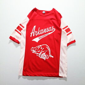 70s USA製 ARTEX "Arkansas RAZORBACKS" フットボール Tシャツ カレッジ アメフト(L) l2238