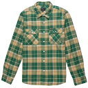 Brixton Bowery L/S Flannel Shirt Washed Pine Needle/Washed Golden Brown/Off White L ネルシャツ 送料無料