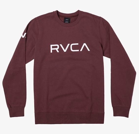 RVCA Big NEW売り切れる前に☆ Crew Fleece Oxblood 送料無料 Red S トレーナー 誕生日プレゼント