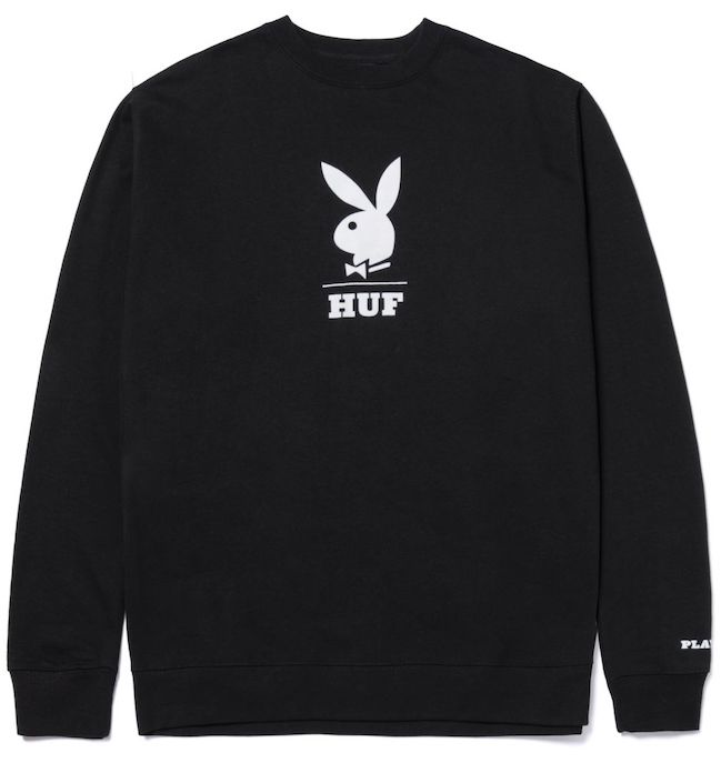 HUF Playboy 雑誌で紹介された Logo Crewneck L Sweatshirt 5☆大好評 Black 送料無料