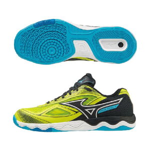 ミズノ 卓球シューズ ウエーブメダル7 81GA2315 01 イエロー×ブラック×ライトブルー 2E相当