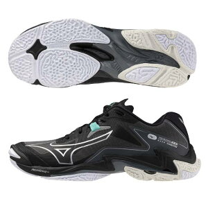 ミズノ ユニセックス バレーボールシューズ ウエーブライトニングZ8 WIDE V1GA2401 58 ブラック×シルバー×グリーン 3E相当