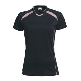 ウンドウ　wundou　ウィメンズ　バレーボールシャツ　P1620-89　ブラック×ライトピンク　レディース