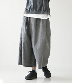 FACTORY 綿ネルタックワイドパンツ レディース パンツ ロング ワイド コットン100％ネル チャコール charcoalp-08【送料無料】