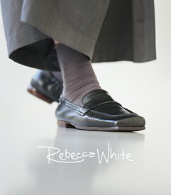 REBECCA WHITE レザースクエアトゥローファー Italy 新ブランド インポート シューズ レディースシューズ モカシン バレエシューズ コンフォート 本革 黒 BLACK イタリア zero【送料無料】