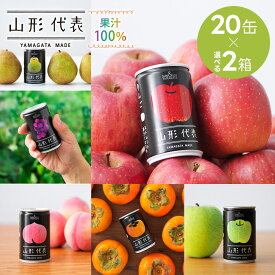 (選べる2箱) 山形代表 [ 20本入 2ケース セット ] フルーツ ジュース ストレートジュース 缶 サン＆リブ りんごジュース 果汁100% 山形食品 飲料 子供 幼稚園 小学校 景品 レジャー 飲みきりサイズ まとめ買い ケース おしゃれ ギフト 内祝 熨斗対応 送料無料