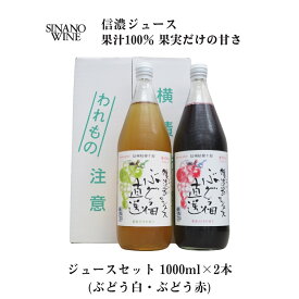 醸造家のジュース [ギフト] ぶどう畑直送 赤・ぶどう畑直送 白 1000ml×2本(各1本) 詰合せ 信濃ワイン 長野 塩尻 信州 無添加 ストレートジュース 果汁100% 常温 送料無料