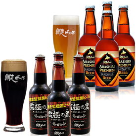 (260)網走ビール 監獄の黒&プレミアムビール 2箱セット (4本×各1箱) 送料無料 北海道網走から直送