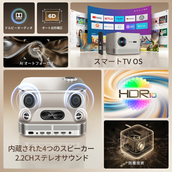 楽天市場】プロジェクター 家庭用 【DoIby対応+36W 4つのスピーカー 