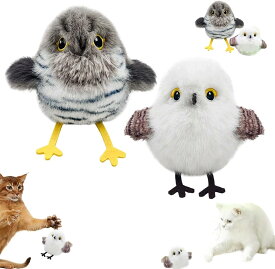 猫 おもちゃ 羽ばたく鳥 カッコウ・シジュウカラ USB充電式 鳥 電動おもちゃ はばたく 猫玩具 リアルな鳥鳴き声 タッチ起動 子猫のおもちゃ ぬいぐるみ キャットニップの猫のおもちゃ インタラクティブな猫のおもちゃ