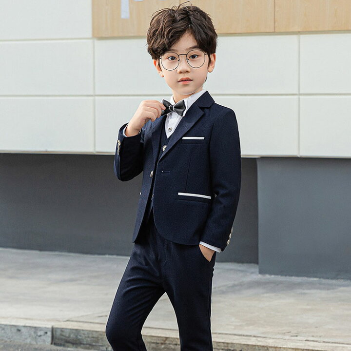 楽天市場 送料無料 子供服 卒業式 スーツ 男の子 キッズ 5点セット 入学式スーツ 無地 男の子スーツ ジュニア 卒業式 男の子 おしゃれ 子供 フォーマルスーツ 発表会 結婚式 お受験 冠婚葬祭 タキシード 七五三 子供服 ピアノ 発表会 小学校 細身 卒業式 男児 スーツ